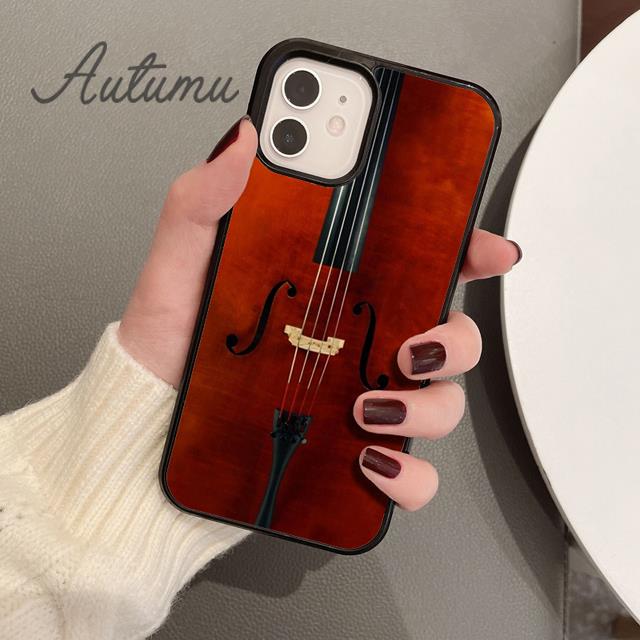 Wood Cello Violin Phone Case for iPhone 17 Air 15 16 16e 11 12 13 14 Pro Max Plus Cover coque Fundas Shell