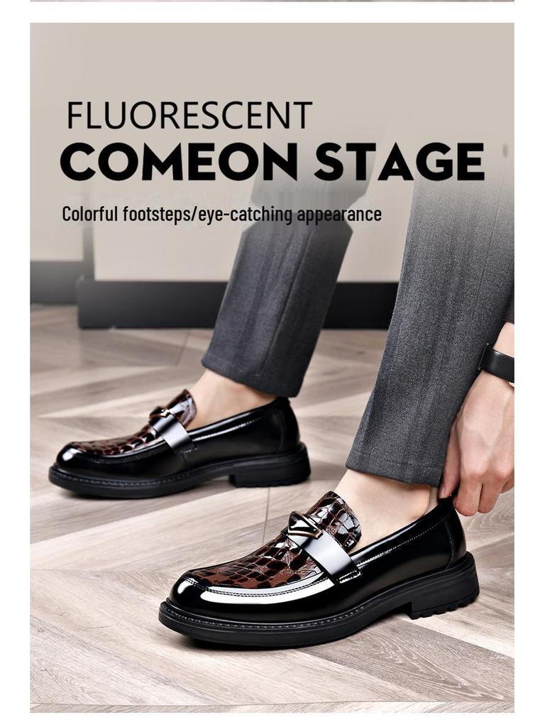 Herren Britischer Stil Glänzende Leder Loafers – Formell, Weiche Sohle, Slipper Business Casual Schuhe