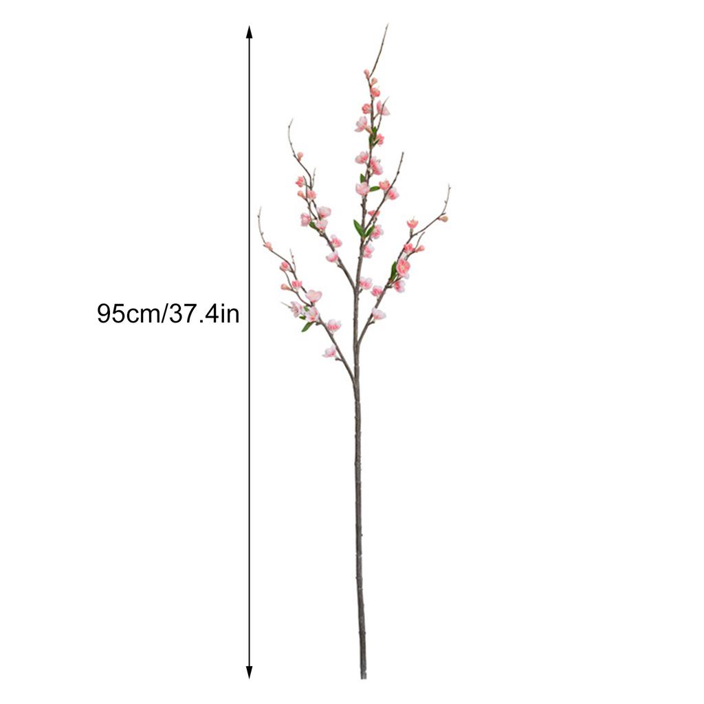 Artificial Cherry Blossom Branch with 5 Sub Branches 95cm Realistic Silk Flower Fake Peach Tree Branch for Wedding