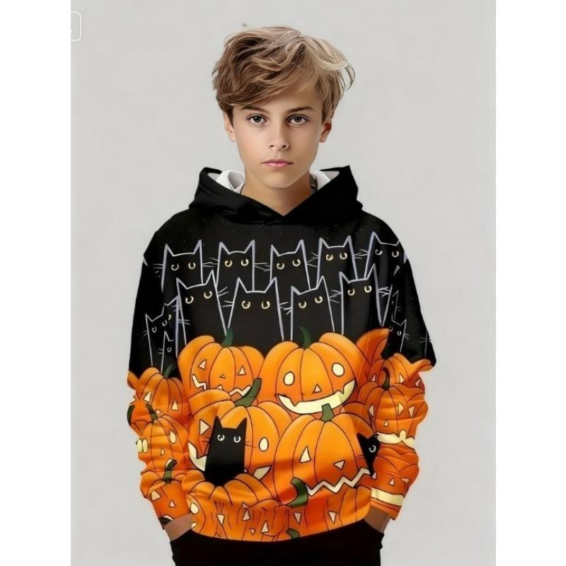 Autumn Funny Animal Pattern 3D Printed Top Fashionable Casual Long Sleeved Children's Boy Hoodies