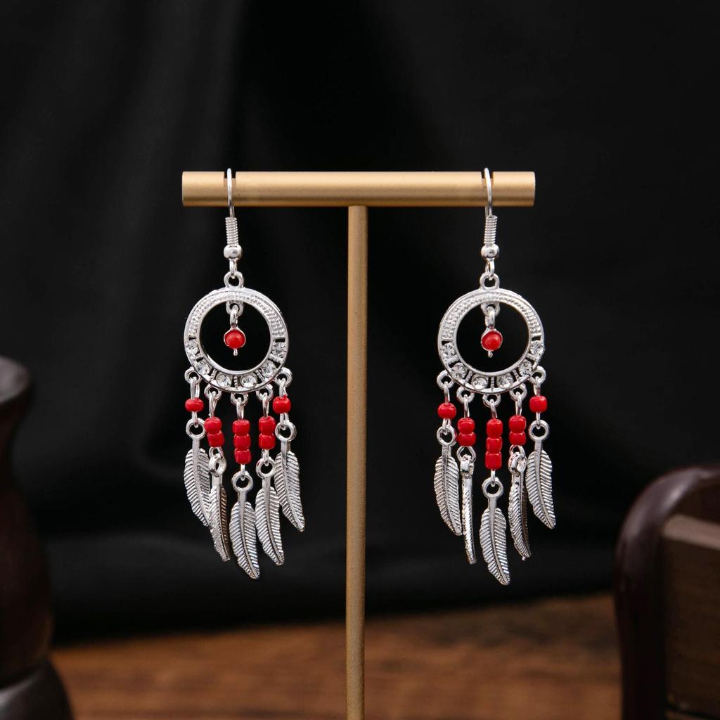 Elegant Bohemian Tassel Stud Earrings - Retro Ethnic Dangle Design