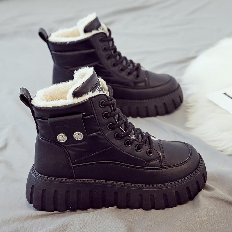 velvet high-top women's shoes winter warm snow boots women's Martin boots new thick-soled winter cotton shoes women's boots