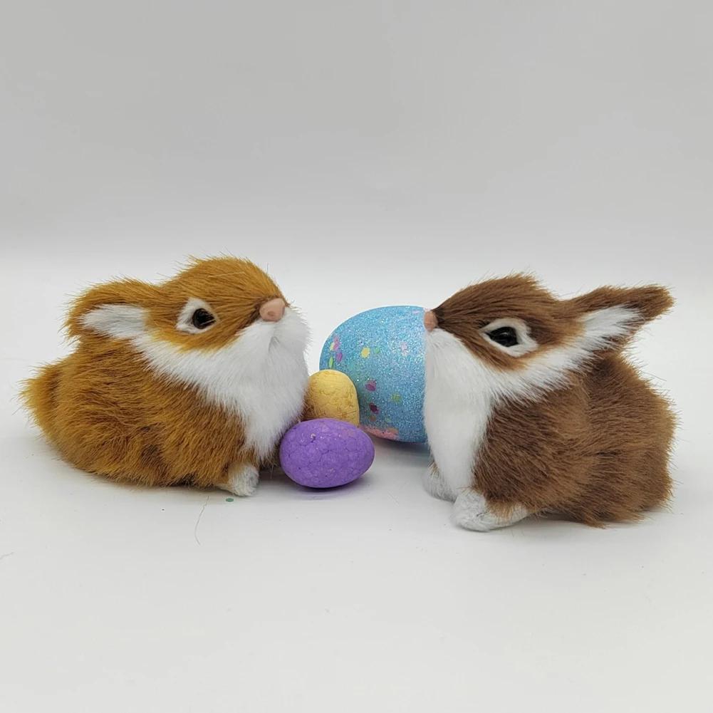 Simulation Plush Action Figures Kids Gift Simulation Rabbit Squatting Model Home DIY Decoration Rabbit Model Rabbits Decoration