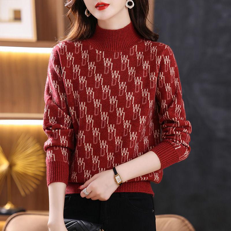 

Свитер-пуловер с воротником-стойкой — теплый и удобный, с длинным рукавом — идеально подходит для повседневного стиля — женская зимняя одежда 3XL