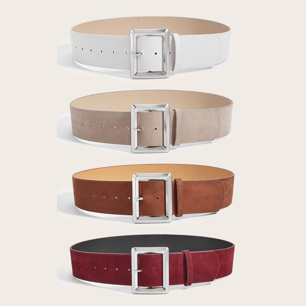 Trendy Suede Leather Wide Belt Luxury Design Business Waist Strap Trouser Dress Belts  Gifts
