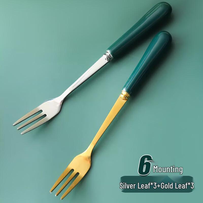 Stainless Steel Fruit Fork Set with Wooden Handles