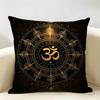 Luxury Golden Mandala Om Cushion Cover Natural Linen Organic Fabric DoubleSided Printing Room Sofa Decor Pillow Case