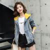 Damen Kapuzen-Jeansjacke mit Reißverschluss Frühling und Herbst Mode Stickerei Locker Lässige Jacke Oberteil