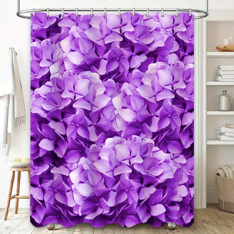 Purple Hydrangea Shower Curtain Wall Decor Bathroom Accessories Home Textiles