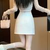 Women's Half-Skirt with Elegant Lady Style Beaded Design A-Line Shape High-Waisted Slimming Short Skirt
