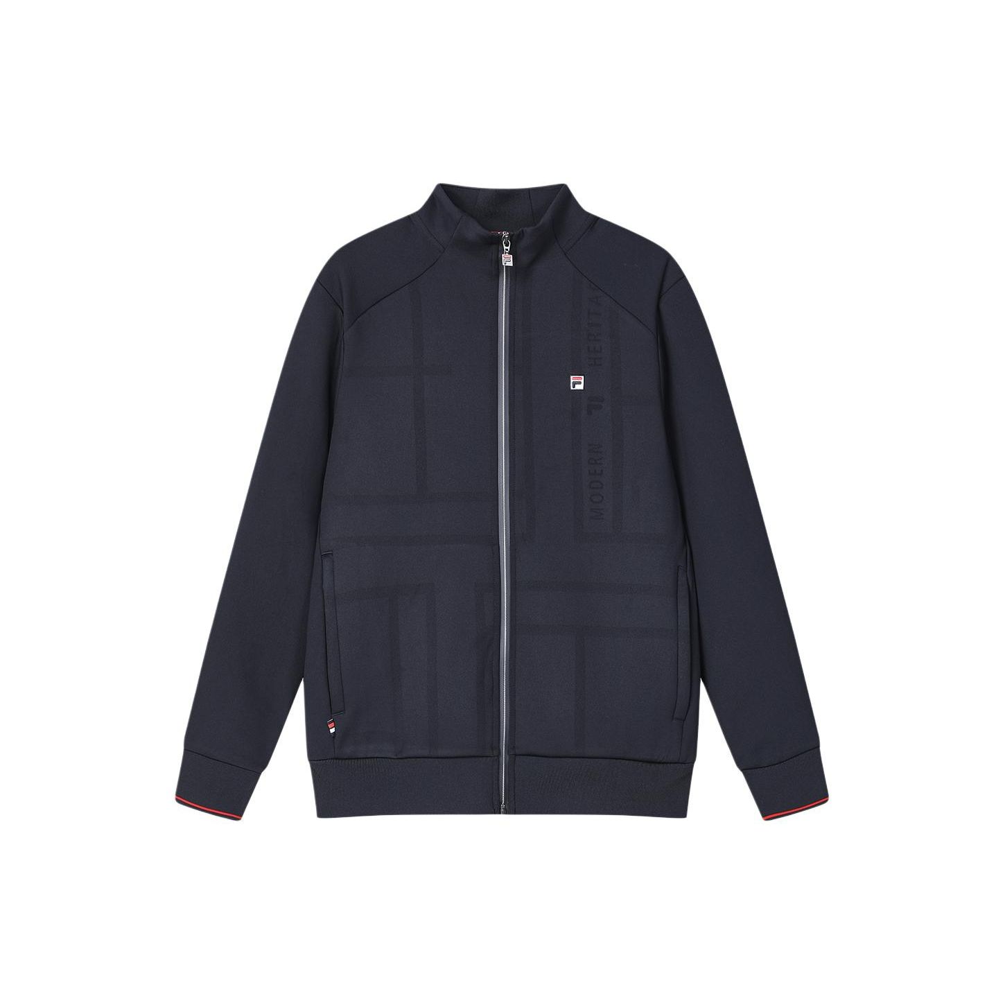 

FILA Solid Color Casual Knit Stand Collar Long Sleeve Jacket Men jackets Dark-Blue F11M411503A-NV L