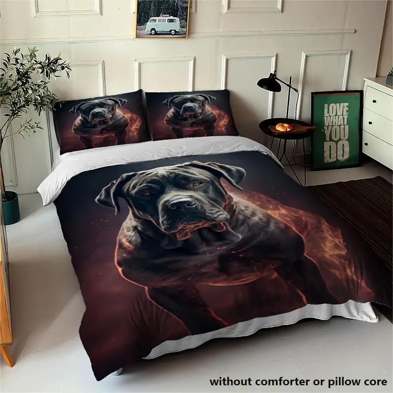 3D High Definition Digital Printing Three-piece Set Domineering Adult Dog Duvet Cover Bedding Kit
