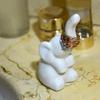 Delightful Ceramic Ring Holder Lifelike White Elephants Rings Stand Delicate Ceramic Rings Organizers Holder