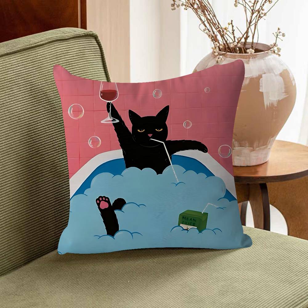 Cute Cartoon Cat Pillow Gift Home Office Decoration Bedroom Sofa Car Cushion Cover Case 45x45