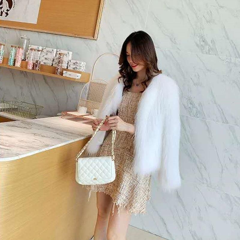 Cappotto in finta pelliccia di visone corto da donna 2 autunno e inverno nuovo pelo lungo peluche alla moda top da donna vestibilità attillata
