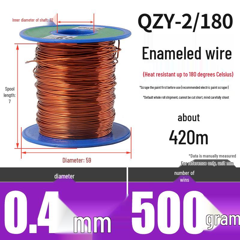 180° Värmebeständig Emajlert Rund Koppartråd, QZY-2/180