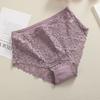 FINEOO Women Mid-Rise Lace Panties Sexy Solid Color Lace Trim Underwear Female Luxury Hollow Out Briefs Cozy Breathable Lingerie
