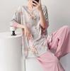Hanfu pajamas women's spring summer new Chinese-style cotton and silk suit cotton silk medium-sleeved loose loungewear can be worn thin