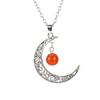 Hollow Moon Natural Crystal Bead Pendant Necklace Amethyst Pendant Couple N598