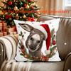 2D Flat - 1pc Christmas Donkey Print Decorative Pillow, Christmas Short Plush Pillowcase, 45 X 45 Cm (17.7 X 17.7 Inches), Pillow Insert Not Included,