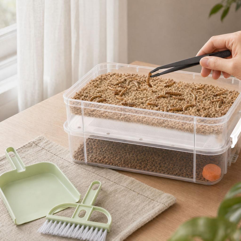 Scatola per l'allevamento di tenebrioni Contenitore per l'alimentazione dei bachi da seta Allevatore di vermi della pannocchia Contenitore di allevamento per insetti da compagnia Rettili Lucertole Pogona