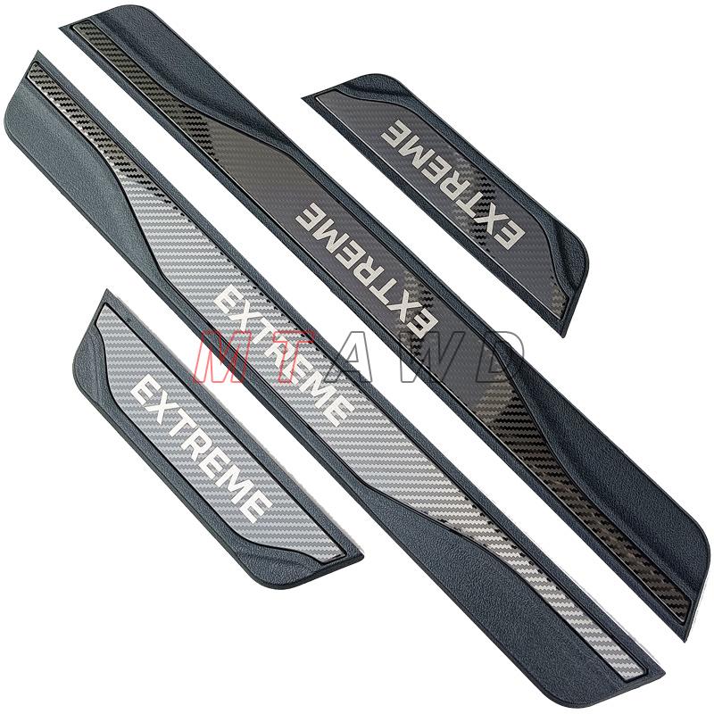 For Dacia Jogger Sandero Stepway Extreme Accessory -  Carbon Stainless Car Door Sill Kick Plate Protector Cover Trim
