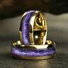 Artificial Purple Agate Stone Inlay Fashion Men's Stainless Steel Rings Jewelry Suitable for Daily Wear, Gift for Him Non-Fade