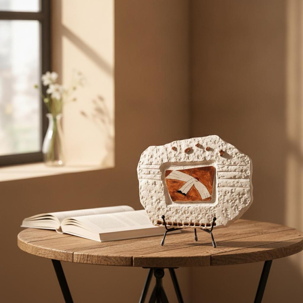 Tabletop Art Piece HandCrafted Sculpture with Stand Sculptural Ornament for Interior
