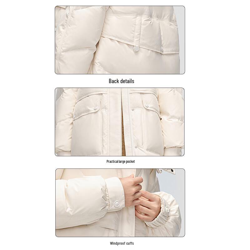 Xuezhongfei Damen Petite Winter Daunenjacke mit abnehmbarer Kapuze