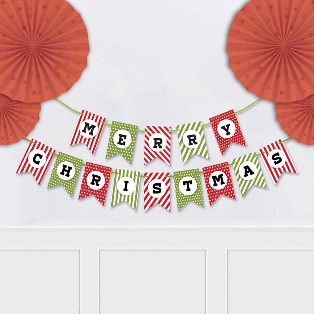 Inkdotpot Pre Strung Bunting Merry Christmas Banner Ready To Hang Kraft Rustic Wall Decor Bunting Flag