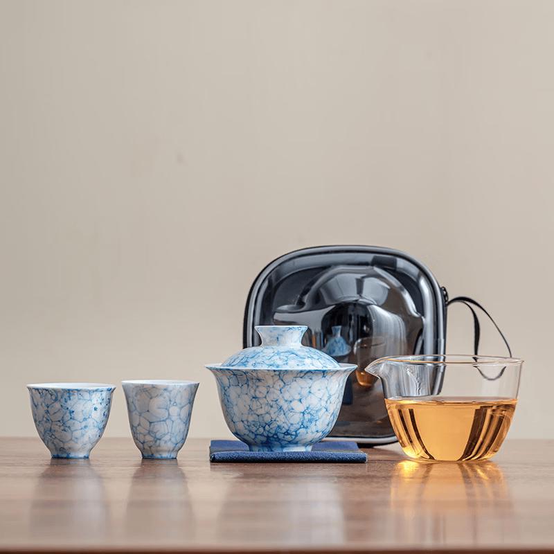 Kiln-Fired Bubble Glaze Portable Tea Set