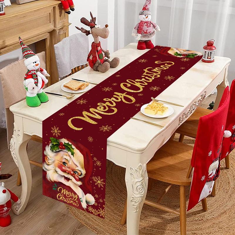 Santa Claus Christmas Table Runner Merry Christmas Decoration for Home 2026 Xmas Party Table Decor Navidad Noel New Year 2026