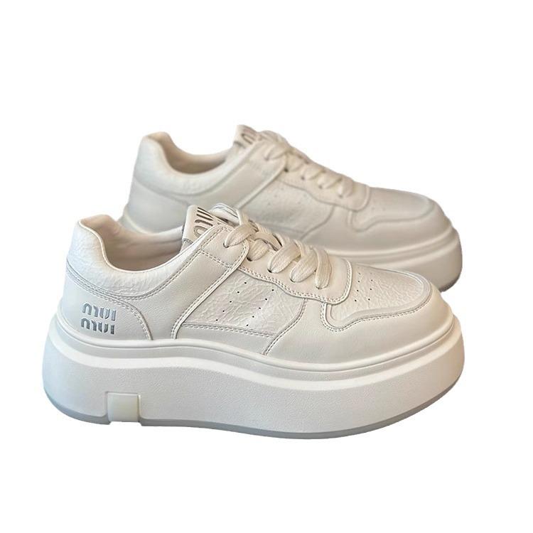 Platform white shoes women's shoes new versatile sports casual shoes heightening lace-up lace-up board shoes
