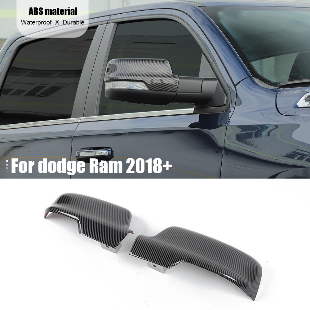 Exterior Rear View Mirror Cover Trim Decor For Dodge Ram 1500 2018+ Carbon Fiber