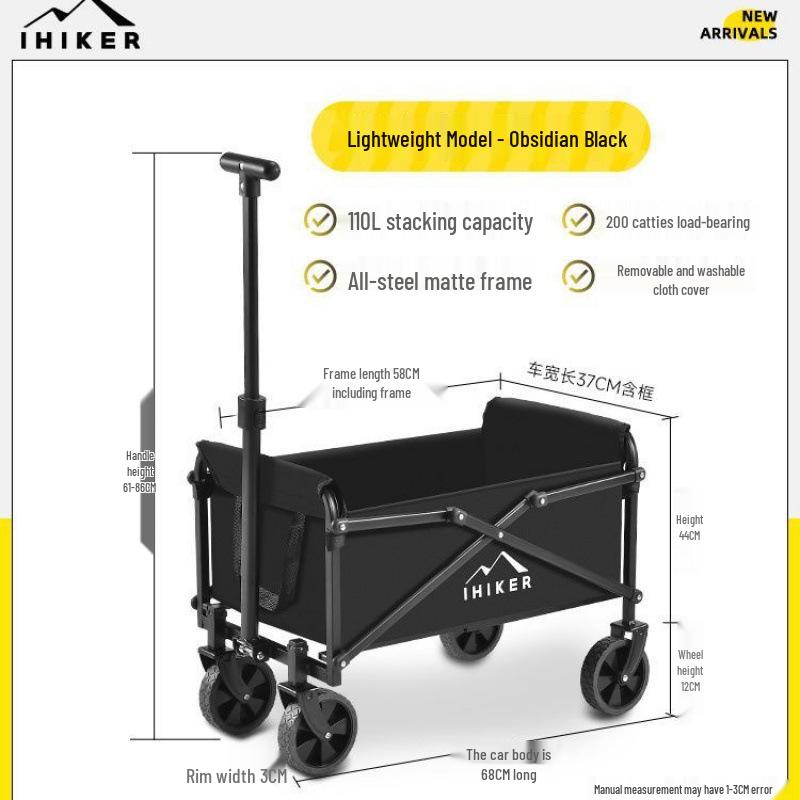 Foldable Outdoor Camping Cart - Hand Push Picnic & Campsite Pull Cart