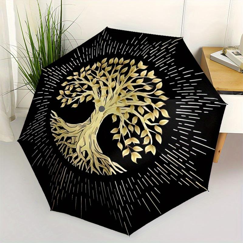 1pc Tree of Life Automatic Umbrella - 8-Rib Foldable Design, Outdoor Adventures, and Family Celebrations yy250829004