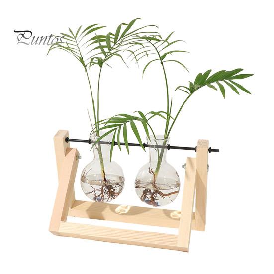 

1/2/3 шт. террариум для растений с деревянной подставкой, прозрачная стеклянная ваза для колбы, центральный элемент стола, гидропонный держатель для цветов, украшение для контейнера для растений 2pcs цвет старого дерева