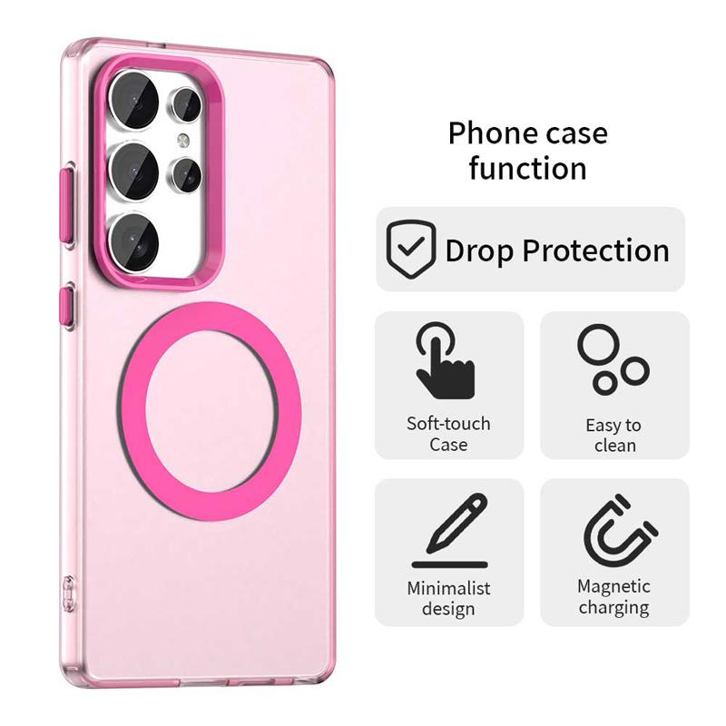 For Samsung S25ULTRA Case Skin-like magnetic candy translucent shockproof Case for Galaxy A56 A36 S24  S23 FE Shockproof Cover