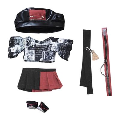 Niannyyhouse 10cm20cm Plüschkleidungsset (20 cm) - Enthält Hut, Mantel, Rock, Gürtel, Schal und gemusterten Kimono. Baumwoll-Puppe Kleidung enthalten.