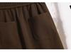 Women's Solid Color Half-Skirt with Pockets and Back Slit - Spring/Autumn Stylish, Elastic Waist, Mid-Length, Mature Style