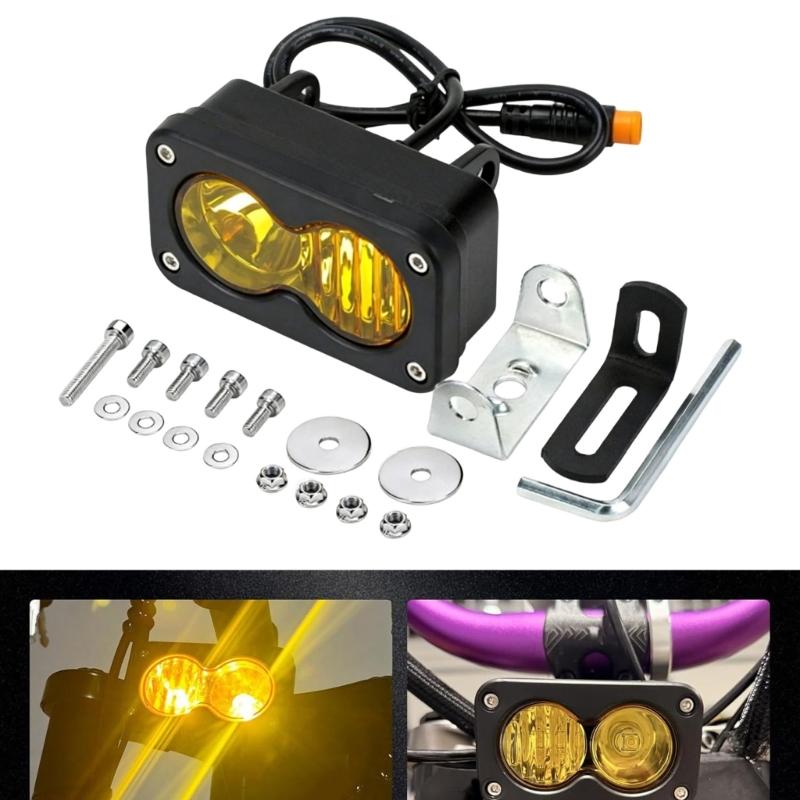 LED Headlight Upgrade Kit with Mount Bracket Car Square Spotlight White Yellow LED Pod Driving Work Light for Motorcycle