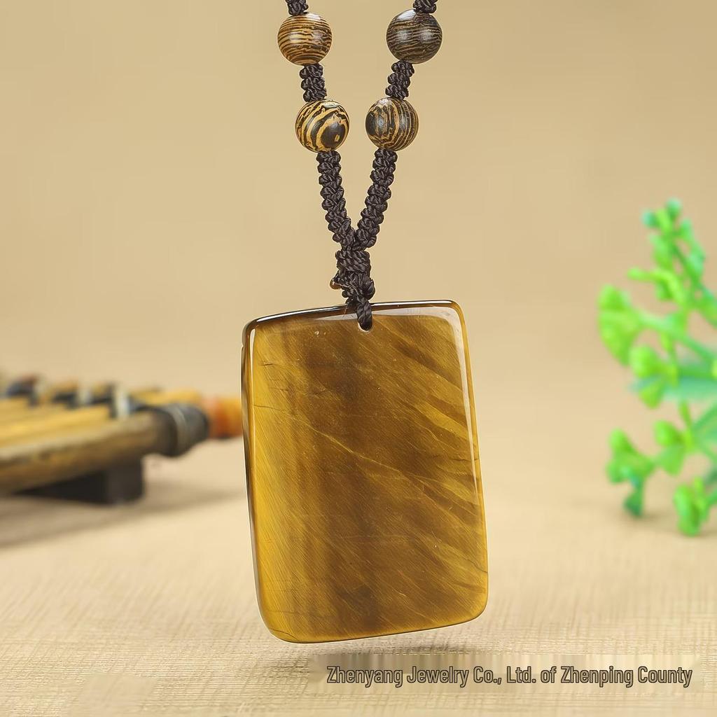 Men's Zodiac Tiger Pendant: Natural Tiger Eye Stone Necklace - Year of the Tiger, Fierce Tiger Design