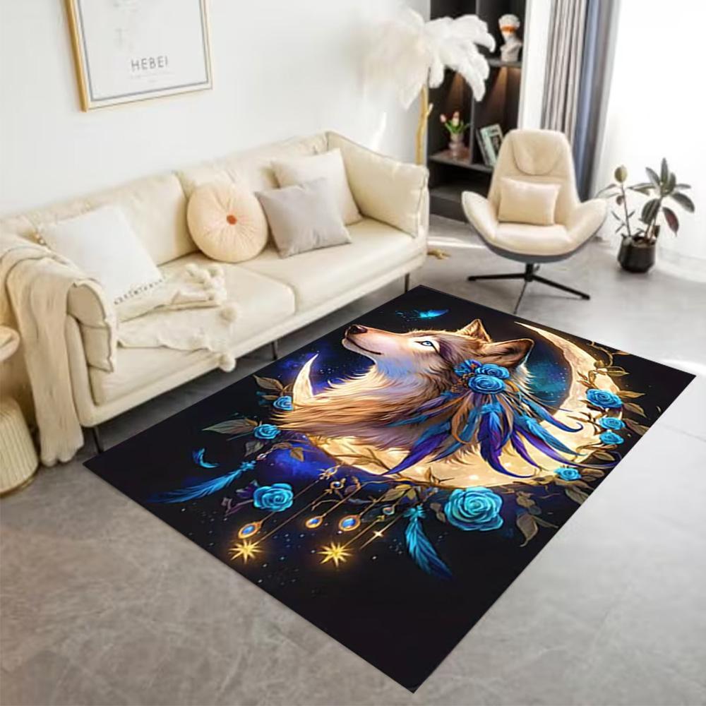 1pc Home Carpet wolf and rose design for office decor bedroom gift living room