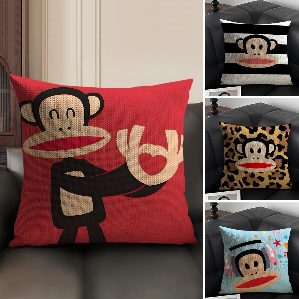 PPaul FFrank Cartoon Cushion Cover Natural Linen Organic Fabric DoubleSided Printing Sofa Home Decor Gift Pillow Case