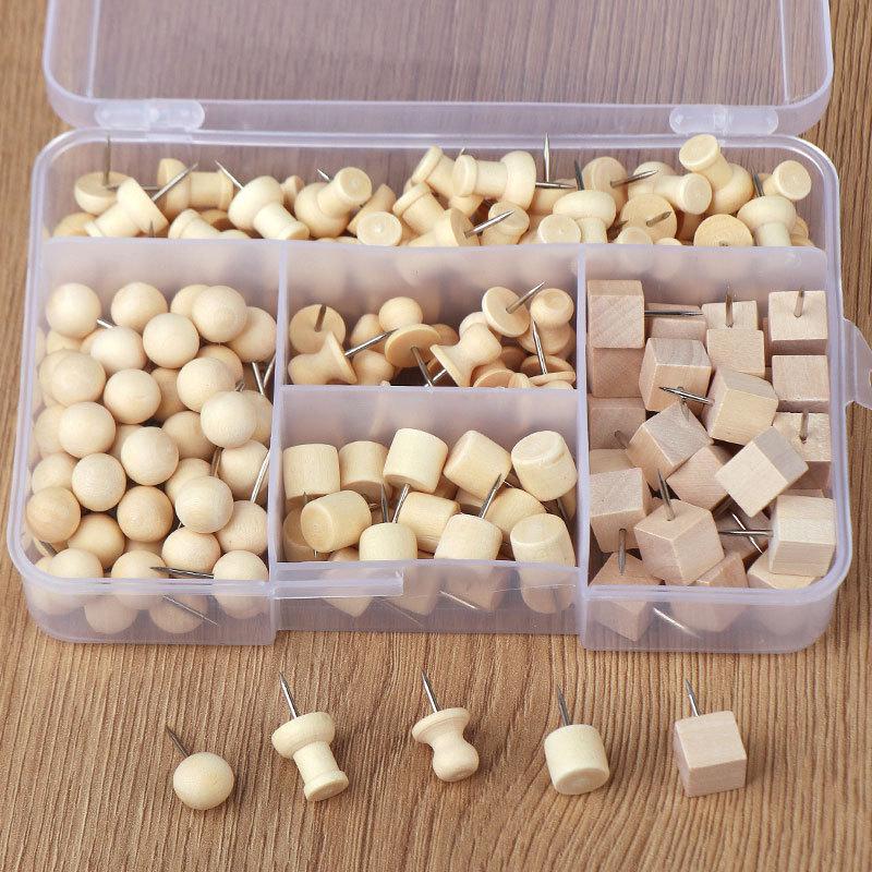 Large-Headed Wooden Decorative Pushpins for Kindergarten Projects and Display Boards