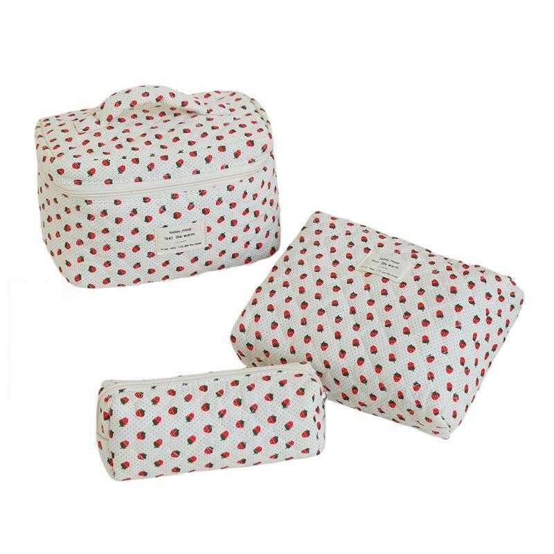 Large Capacity Travel Cosmetic Bag Portable Polyester Cotton Toiletry Bag Multifunctional Storage Pouch for Makeup Toiletries Business Trip