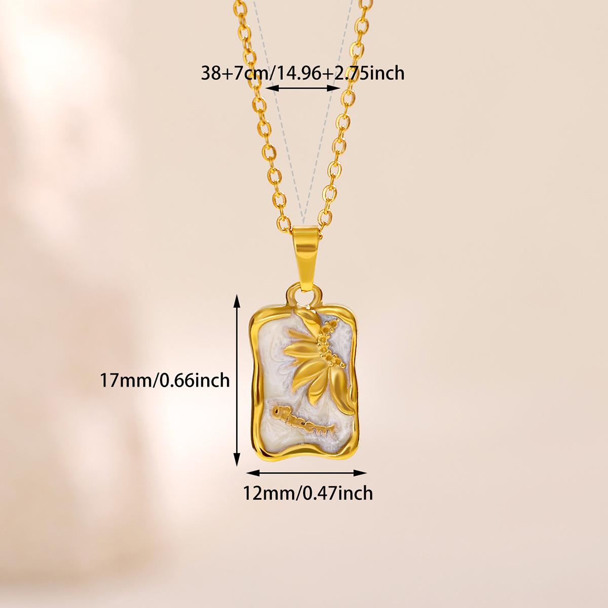 

Elegant Charm Drip Oil Rose Flower Pendant Necklace Women Gold Color Stainless Steel Clavicle Fish Tail Necklaces Party Jewelry