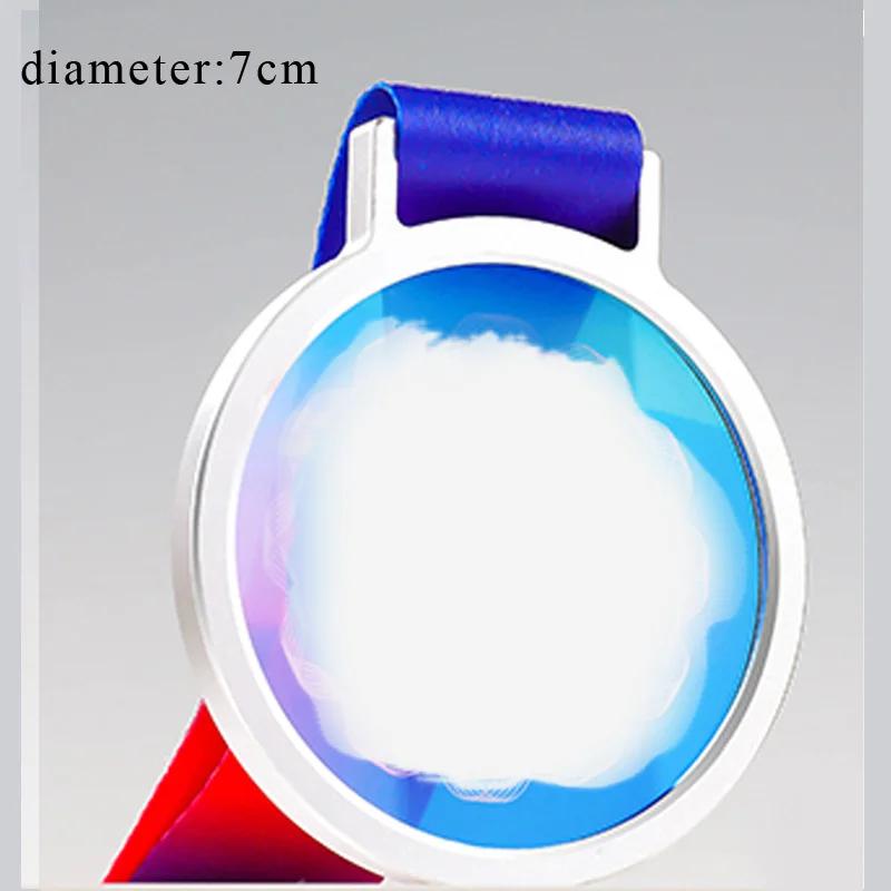 Custom Color Printing Transparent Medal, Gold, Silver, Bronze, Sports Awards, Marathon Red Box Packaging, Crystal Lettering, 1Pc