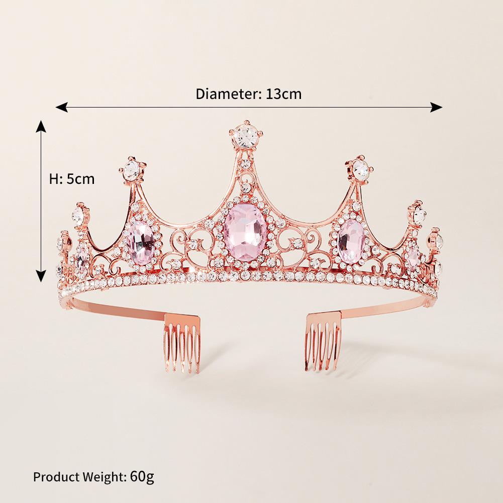 Brautkrone mit Kamm für Prinzessinnen-Geburtstagsauftritte, bunte Strasskrone, hochwertige Hochzeitshaar-Accessoires mit Kammkrone