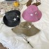 Pink Bucket Hat Female Summer Babes Retro Outdoor Hiking Hat Shade Sun Protection Camping Mountaineering Western Cowboy Hat